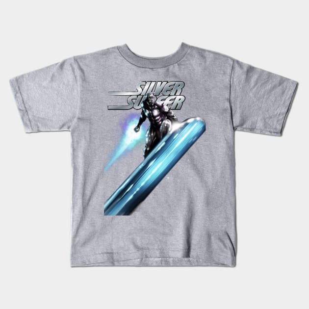 Silver Surf line Kids T-Shirt by Anthony Darr